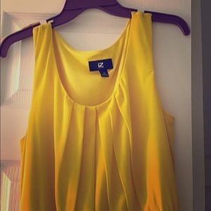Yellow knee length dress with belt